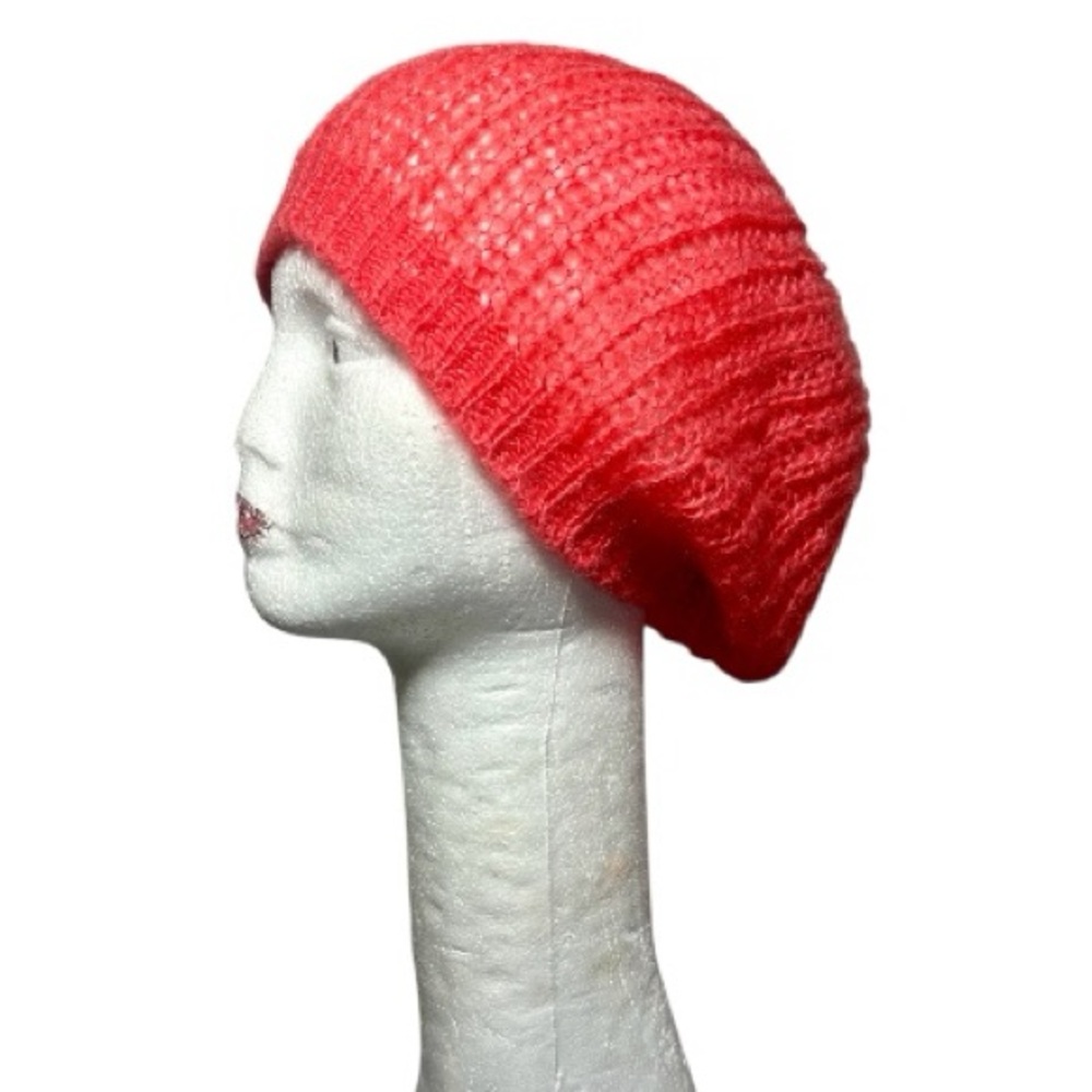 WOODEN SHIPS Coral Red Knit Beanie Hat